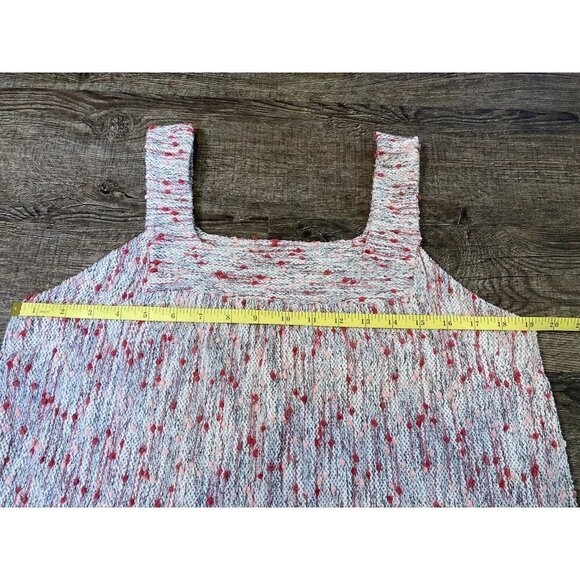 Lucky Brand Women’s Square Neck Speckle Knit Tank Top White Pink Size LG - Picture 5 of 8